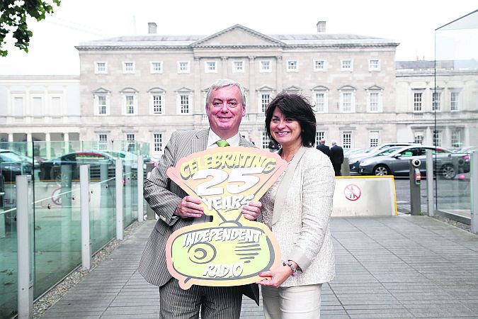 Galway Bay FM’s Keith Finnegan and Senator Fidelma Healy Eames, pictured as Independent radio across Ireland celebrates 25 years with a reception hosted by John O’Mahony, TD, Chairman of the Joint Oireachtas Committee on Transport and Communications in Leinster House. During the reception Mr O’Mahony launched a new website www.independentradio25years.ie which charts the history and achievements of independent radio stations across Ireland over the past 25 years.