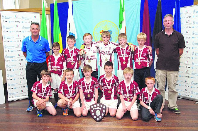 The Claregalway U13 Soccer soccer team which won the gold medal in the Connacht Community Games finals.Back row, left to right: Paul Brennan (Manager), Calum Brennan, Gavin Lee, Robert Timmons, Pabyn Phiffer, Michael Cotter, Alex Haugh, Shane Martin (selecter). Front row: Brian Shannon, Mike Donoghue, Adam Whyte, Christy Brennan, Ben Lavelle, Liam Lean.