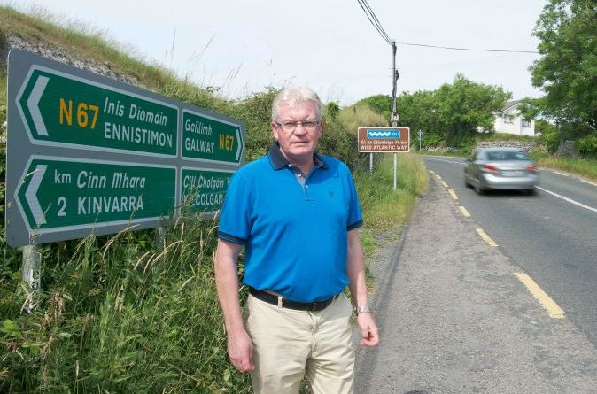 Cllr Joe Byrne in Kinvara where widening of the Kinvara/Ballinderreen Road has been given the go ahead.