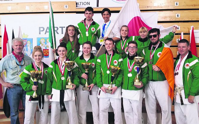 The West Karate members who were part of the 50-strong Irish delegation which took part in the World IJKA Championships in Poznan last weekend. Back row, left to right: Orlaith Burke, Jonathan Lardner, Sensai Vtsumi Takato, Jillian Marelich, Jacqui O'Shea. Front row: Chief Instructor, Brendan O'Flaherty, Jessica Palmer, Rebecca Palmer, Donagh Hanrahan, Darren O'Brien, Craig Dempsey, Jack Quinn, Brian Toomey (Sensei).