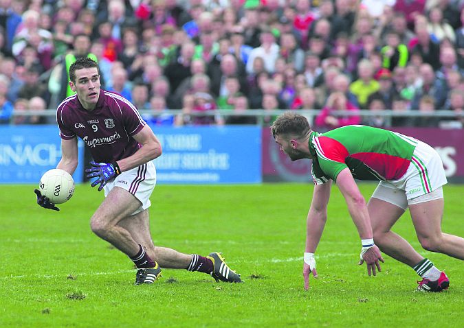 Galway's Fiontán Ó Curraoin and Mayo's Aidan O'Shea who will renew rivalry in Sunday's Connacht football final at McHale Park.