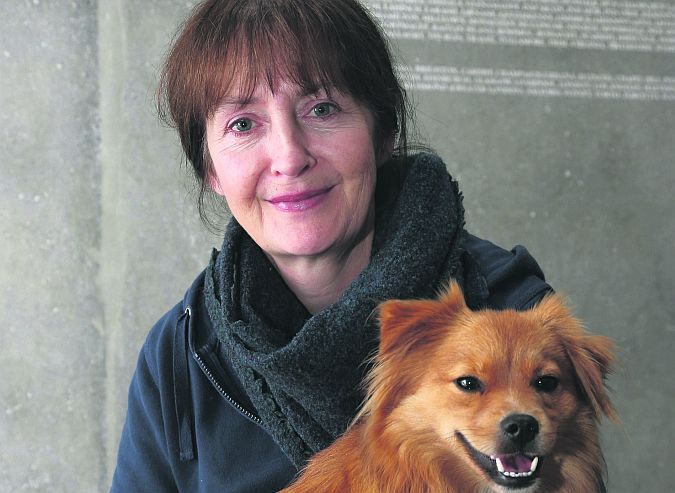 Jane Brennan and Charlie on a break from rehearsals for Brigit. PHOTO: JOE O'SHAUGHNESSY.