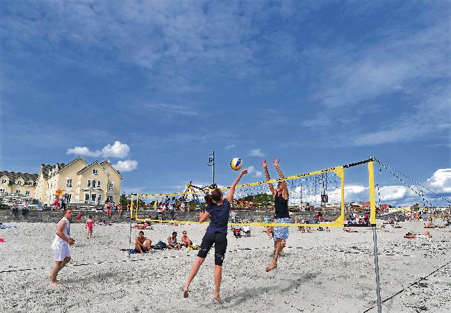 Volleyball on Salthill beach during the hot weather this week