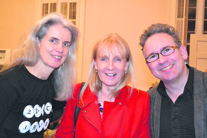 Author Suzanne Strempek Shea with Mags Riordan of Malawi's Billy Riordan Memorial Clinic, and Leo Moran of the Saw Doctors.