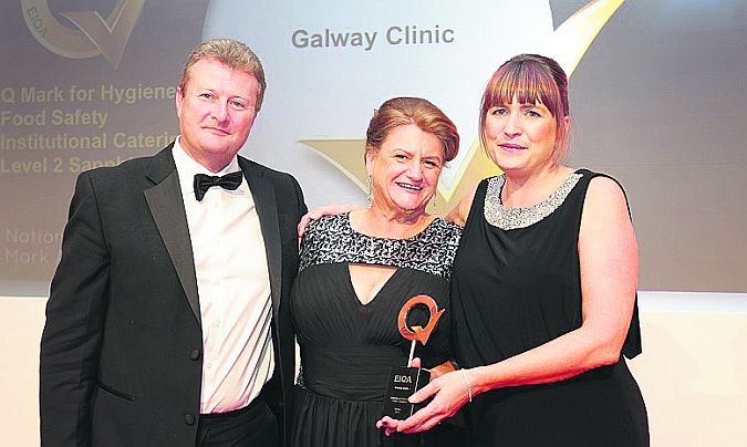 Excellence Ireland Quality Association MD Irene Collins, with Dennis Coen and Cliona Barrett from the Galway Clinic at the National Q Mark Awards in Dublin.