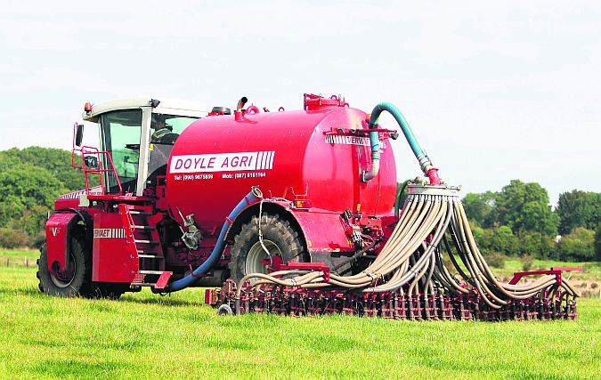 Seamus Doyle's self propelled slurry tanker that injects the slurry directly into the ground, eliminating any nitrogen loss and also the pungent odour of the waste liquid. Photo: Hany Marzouk