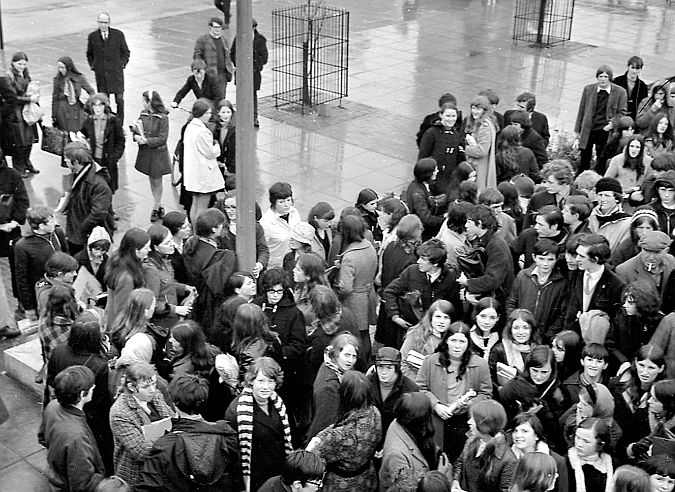 Secondary school students who marched through the streets of Galway City and staged a protest in Eyre Square in 1971 over a threatened strike by teachers.