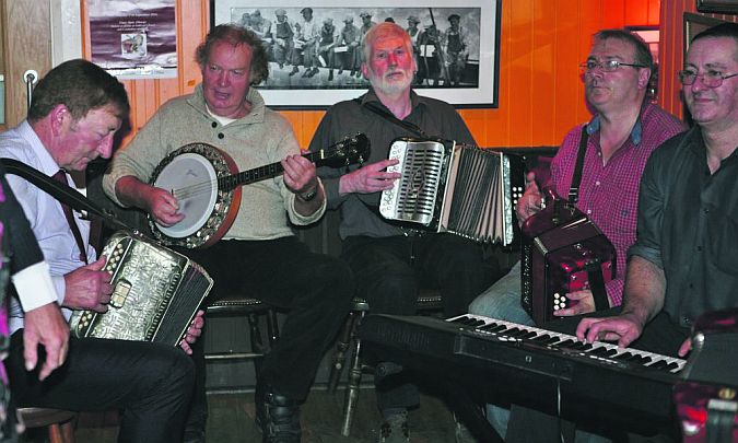 Launching the programme for the Cooley Collins Festival at Hennellys Bar, Gort.