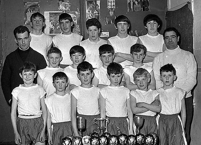 Young boxers from the Holy Family club in Galway, pictured in 1970, after they defeated a Manchester selectioon in Manchester. Front row (from left): George Fegan, Philip Padden, Patrick Fahy, Michael Hegarty, Nial Corbett and Patrick Walsh. Second row: Rev Bro. Damien (Trainer), Michael Connaughton, John Kelly, Thomas Morrin, Oliver Crehan and Michael Gillen (Trainer). Back row: Patrick Doherty, Noel Moylan, Tony Hayden Michael Kelly and Gerard Gannon.