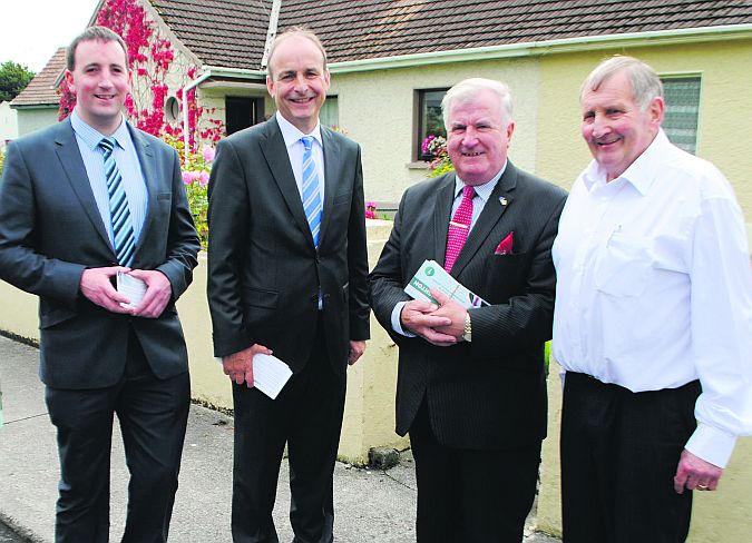 On the canvass….Cllr. Ivan Connaughton, FF Leader Michael Martin, Senator Terry Leyden and former Roscommon Mayor Martin Connaughton, father of Ivan. Photo: David Flynn.