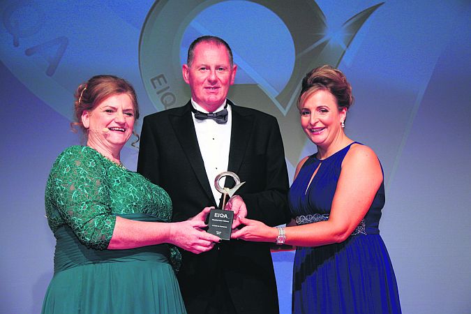 Winners...Irene Collins, Managing Director of the National Q Mark Awards with Bluebird Care Galway MD Sean Lyons and Care Manager Carolyn Corless.