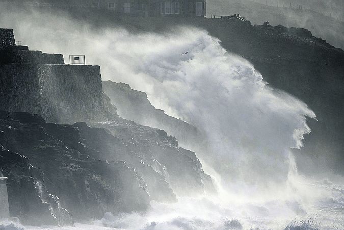 Changing times . . . A spectacular shot of a section of Welsh coastline being battered by waves earlier this week.