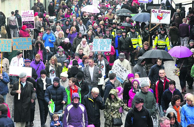 Water charges protest march through the city centre on Saturday. Photo: Joe O'Shaughnessy.