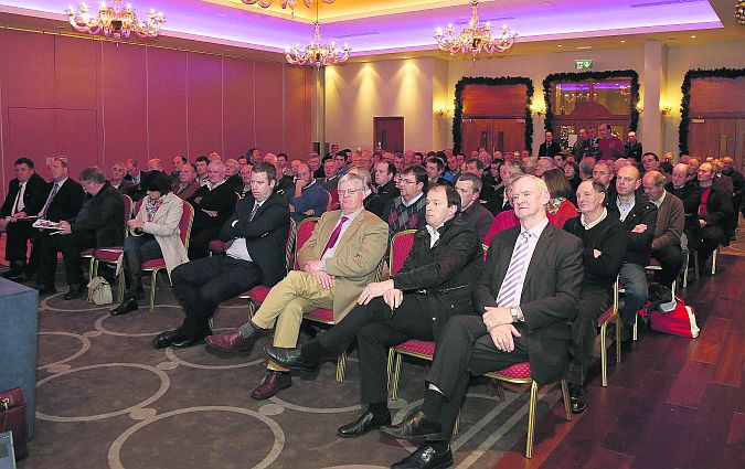 A section of the crowd that attended last Monday night’s Greenway meeting in the Lough Rea Hotel. Photo: Hany Marzouk.