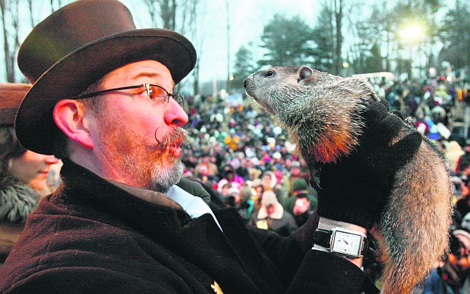 One of the world's most famous 'weather forecasting' animals, groundhog Punxsutawney Phil, is feted after a traditional February 2nd appearance some years back in the Pennsylvanian town.