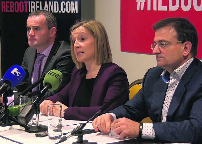 Rebooting...Lucinda Creighton was joined by Independent Offaly Councillor John Leahy and financial guru Eddie Hobbs at the announcement of her new party in Dublin.