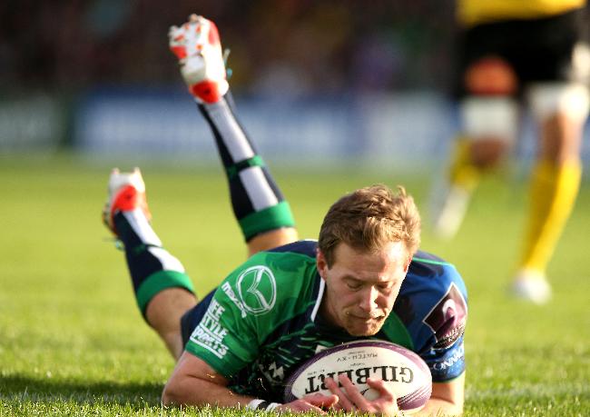 Kieran Marmion, seen hear scoring against La Rochelle in the first round, opened the scoring in the away game with a try after two minutes.