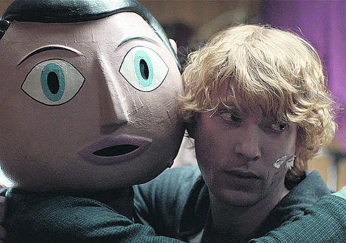 Michael Fassbender as Frank with Domhnall Gleeson as Jon.