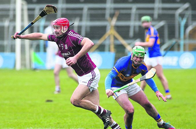 Galway half back Iarla Tannian getting the better of Tipperary's John O'Dwyer during Sunday's National League tie at Semple Stadium. Photo:Joe O'Shaughnessy.