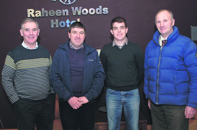 Patrick Keane, Martin Burke and Michael Keane, all Abbeyknockmoy, and Tom Waldron, Cloonmore pictured before last Monday night's Galway IFA AGM in the Raheen Woods, Athenry. PHOTO: JOHNNY RYAN.