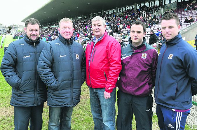 The men in charge: Seamus O' Grady (Galway Football Secretary), Micheál Geraghty (County Coaching Officer), John Hynes (Galway GAA CEO and Adacemy Director), David Henry (Academy Director), Dennis Carr (Academy Director).