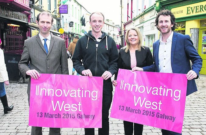 John Breslin of NUIG and Innovating West, David Ryan, Laura Myles from FOD.ie with David Cunningham, Counterweight and Innovating West, at the launch of Innovating West which takes place in the Lifecourse Institute at NUIG.