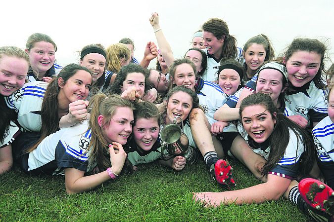 The Seamount College players celebrate after capturing the Senior College A Camogie title. Photos: Lorraine O'Sullivan.
