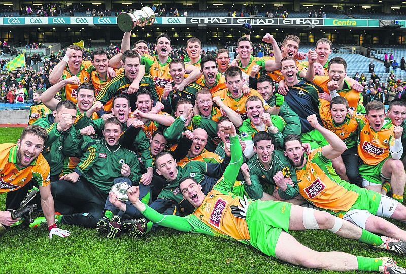 The Corofin football squad celebrate their All-Ireland Club final triumph at Croke Park last March and look unstoppable in their quest for a three-in-a-row of Galway titles in 2015.