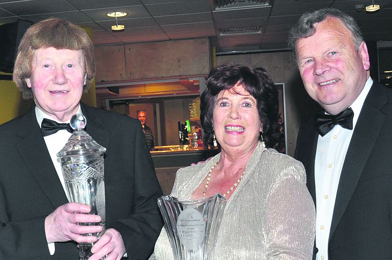 He is pictured with Brigid Franks (also from Galway who was honoured for her work with the Retired Greyhound Trust) and IGB Board Director Mattie Murphy.