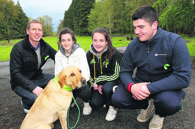 All-Star Galway hurler, Ollie Canning with Tegan Canning, Chloe Gilchrist and Craig Canning at the Green Ribbon Walk in Portumna Forest Park to promote mental health awareness. PHOTO: HANY MARZOUK.