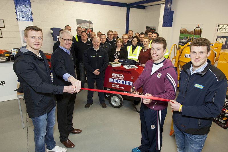 Pictured at the opening of new Laois Hire branch in Oranmore, Galway are (from left) Galway star Joe Canning; Michael Killeen, Managing Director Laois Hire and HSS Hire Group Ireland and Scotland, Galway hurler Paul Killeen, and Galway star Kevin Hynes, who is also Area Sales Manager for HSS Hire Galway.