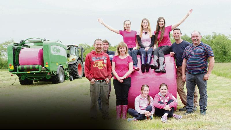 Pretty in Pink: Wrapping bales of silage in pink on the Hastings farm in Ballyforan, Co Galway for a good cause