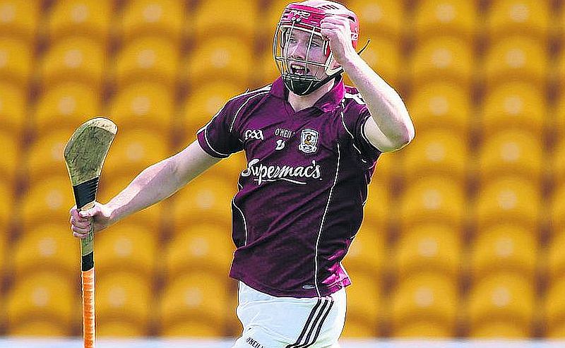 Galway's Cathal Mannion celebrates after scoring his third goal against Dublin in the Leinster championship quarter-final replay at O'Connor Park, Tullamore on Saturday evening. Photo: Joe O'Shaughnessy.