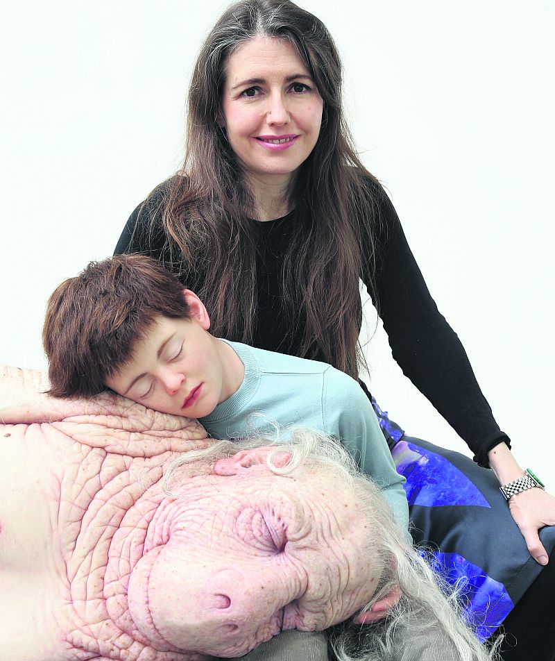 Patricia Piccinini with her piece The Long Awaited.