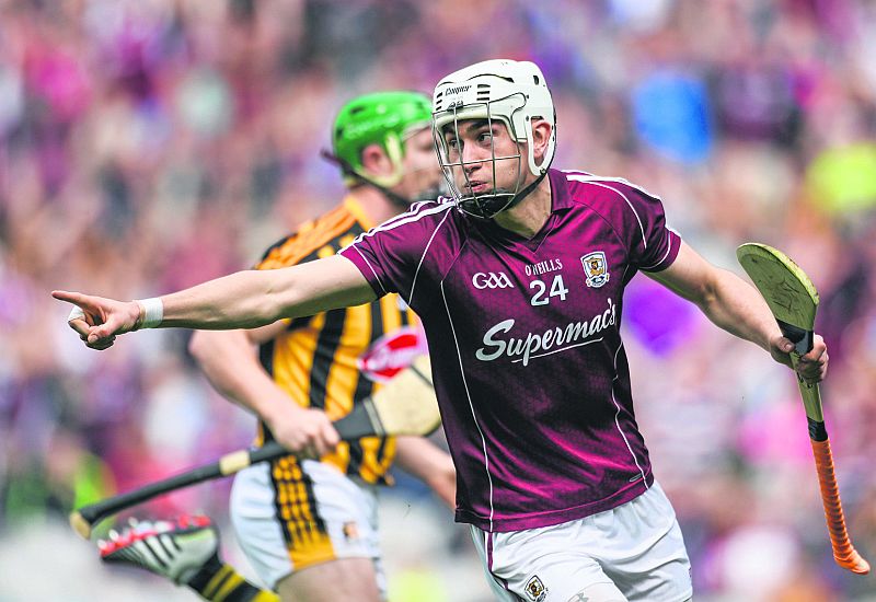 Galway attacker Jason Flynn celebrates after scoring his side's second goal against Kilkenny in last Sunday's Leinster hurling final at Croke Park. Photo: Dave Maher/Sportsfile.