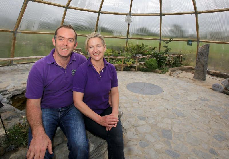 Mary Bermingham and her husband Ray in the Burren Bubble. “We wanted to be a nature centre, but knew we had to cater for families. Now we have a reputation as a kids’ place,” Mary says. Photos: Hany Marzouk.