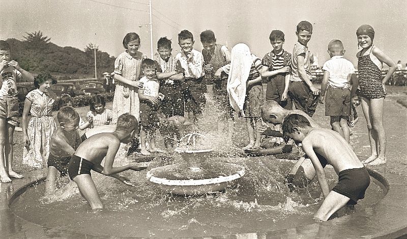 Children making the most of a fountain on the Prom in Salthill to cool down in the summer of 1957.