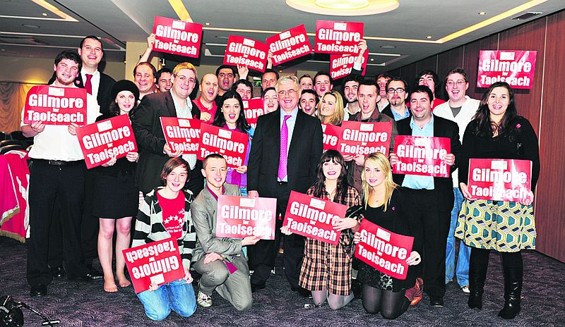 Those were the days....Labour's then-leader Eamon Gilmore in the midst of party faithful who saw him as the next Taoiseach.