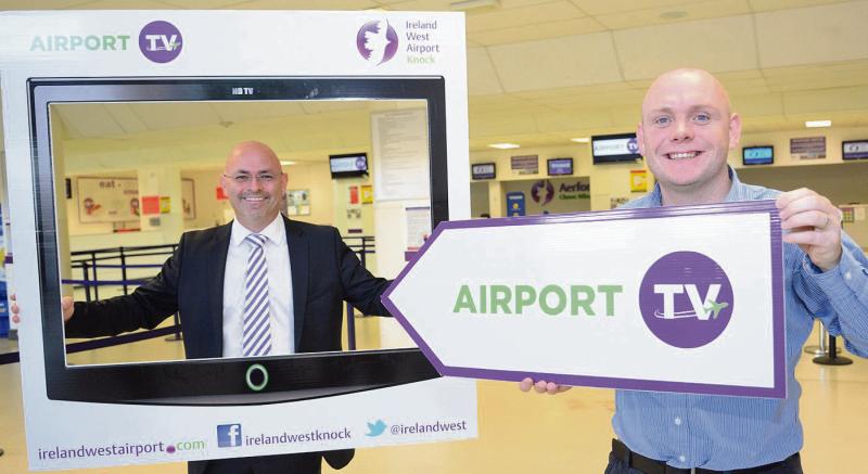 Jimmy Norman (left), Managing Director, Norman Media and Donal Healy, Marketing Manager, Ireland West Airport Knock, at the launch of Airport TV.