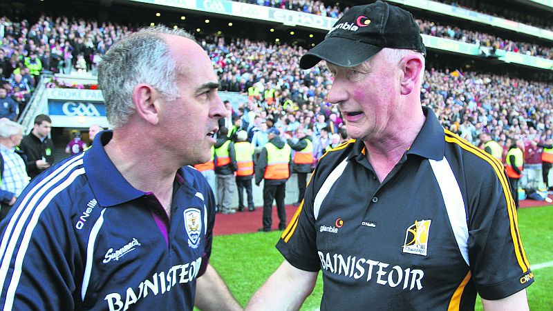 OLD FOES: Rival team managers Anthony Cunningham and Brian Cody shake hands after the drawn All-Ireland final between Galway and Kilkenny in 2012.
