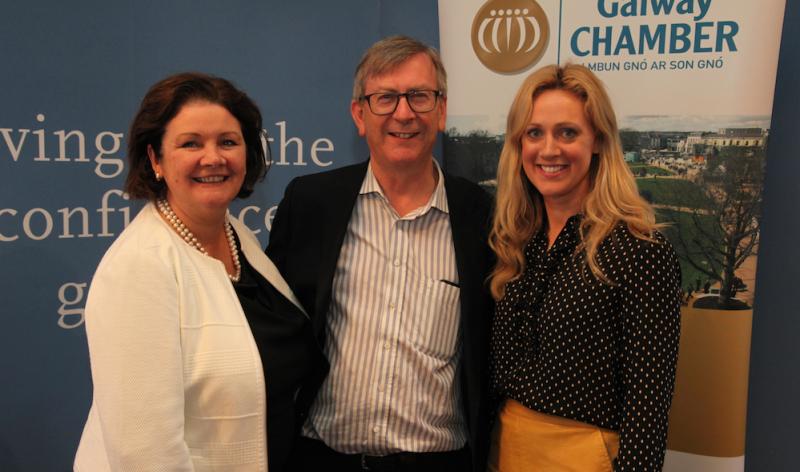 Celestine Rowland and David Niland, Galway Business School with Laura Lynch, Mazars at the MAZARS/Galway Chamber October Business After Hours event at Galway Golf Club on Thursday.