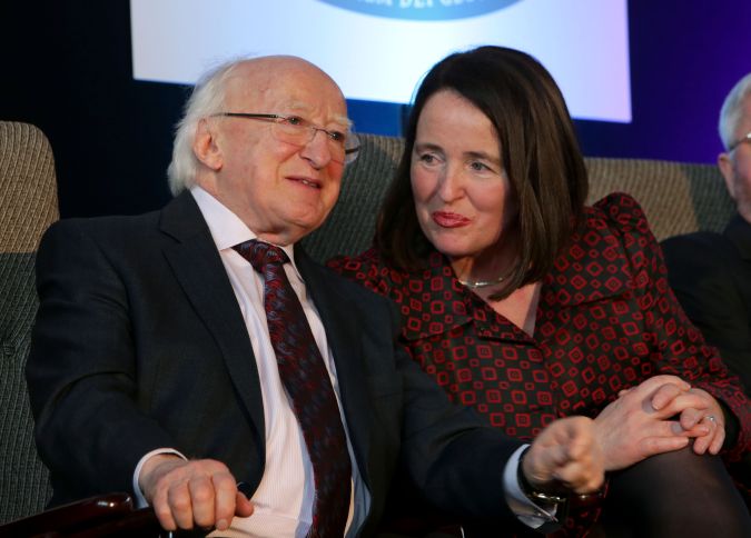 Mary Joyce, Principal of Coláiste Iognáid, pictured with President Michael D Higgins when he officially opened the new Coláiste Iognáid building at Sea Road last year.