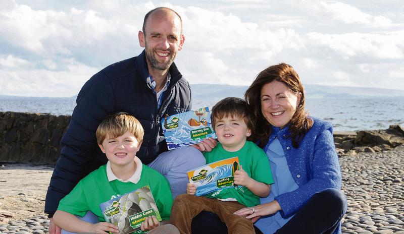 John O'Connor and Carina Ginty with their two sons Cillian (6) and Breen (4) at the launch of Captain Cillian.