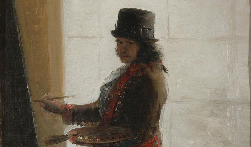 A self-portrait of Goya before an easel, painted circa 1792.