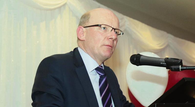 Calm before the storm: Former IFA General Secretary, Pat Smith, addressing guests at the Galway IFA 60th anniversary social held in the Lough Rea Hotel, Loughrea, earlier this month before the disclosure of his €535,000 salary payout in 2013. PHOTO: HANY MARZOUK.