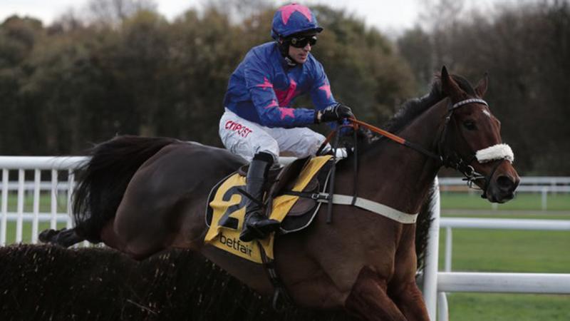 Galway jockey Paddy Brennan and Cue Card on their way to an impressive victory in the Betfair Chase as Haydock last Saturday.