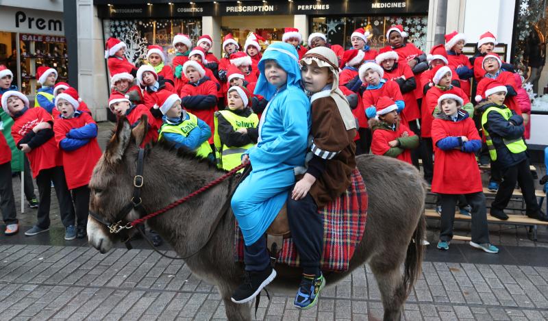 Pupils from St Patrick's Boys' National School during their Christmas carols, song and dance performance in aid of the Galway Hospice at William Street.