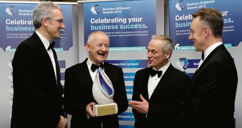 Michael Burke (second left) Managing Director of overall winners Chanelle with Minister for Jobs, Enterprise and Innovation, Richard Bruton and Ulster Bank’s Eddie Cullen (left) and Paul Stanley at the Business Achiever Awards.