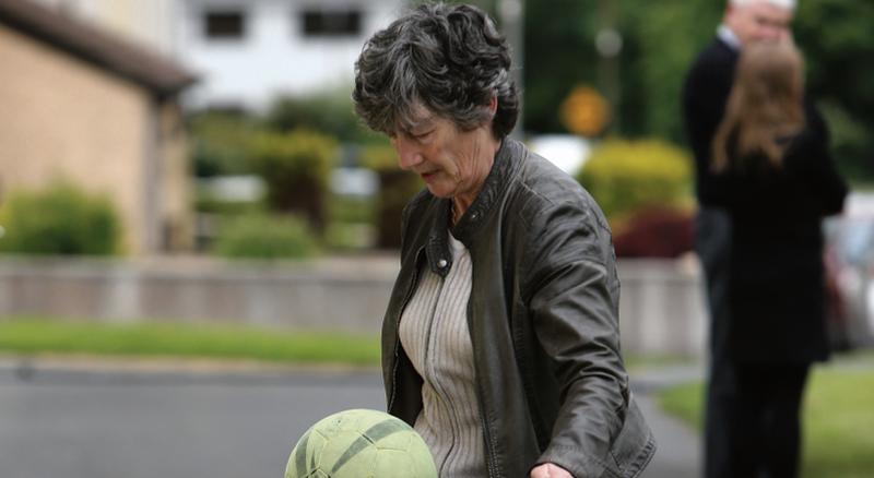 Political football....Catherine Connolly showing off her skills during a respite in the count last time out.