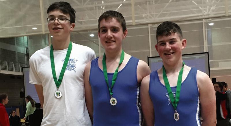 MJ15 500m, left to right: Matthew Gallagher 2nd; Michael Daly 1st; and Ben Bradley 3rd.